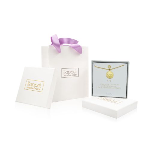 שרשרת מזל דלי ציפוי זהב בקופסה עם שקית תואמת - מוכן למתנה